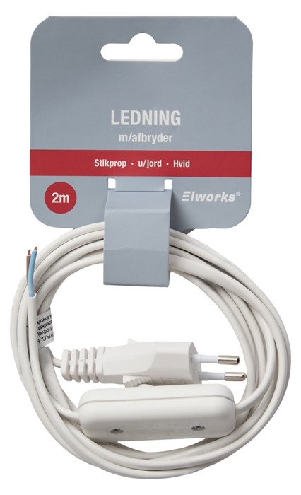 Ledning m/afbryder og stikprop 2 meter - Elworks